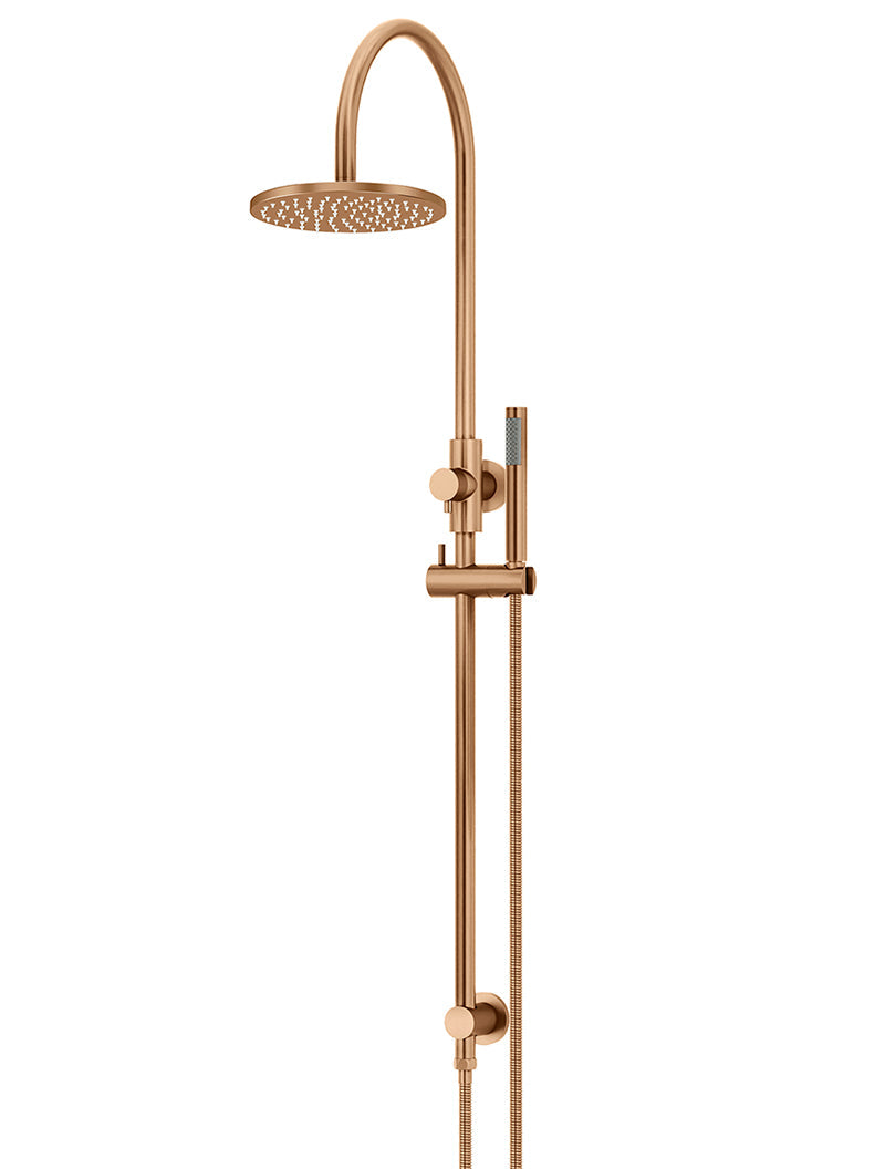 Round Gooseneck Shower Set with 200mm rose, Single-Function Hand Shower - Lustre Bronze