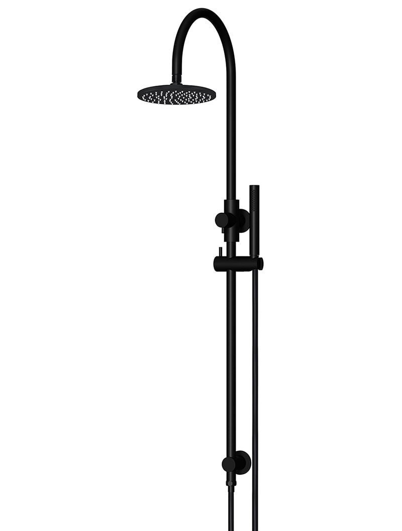 Round Gooseneck Shower Set with 200mm rose, Single-Function Hand Shower - Matte Black