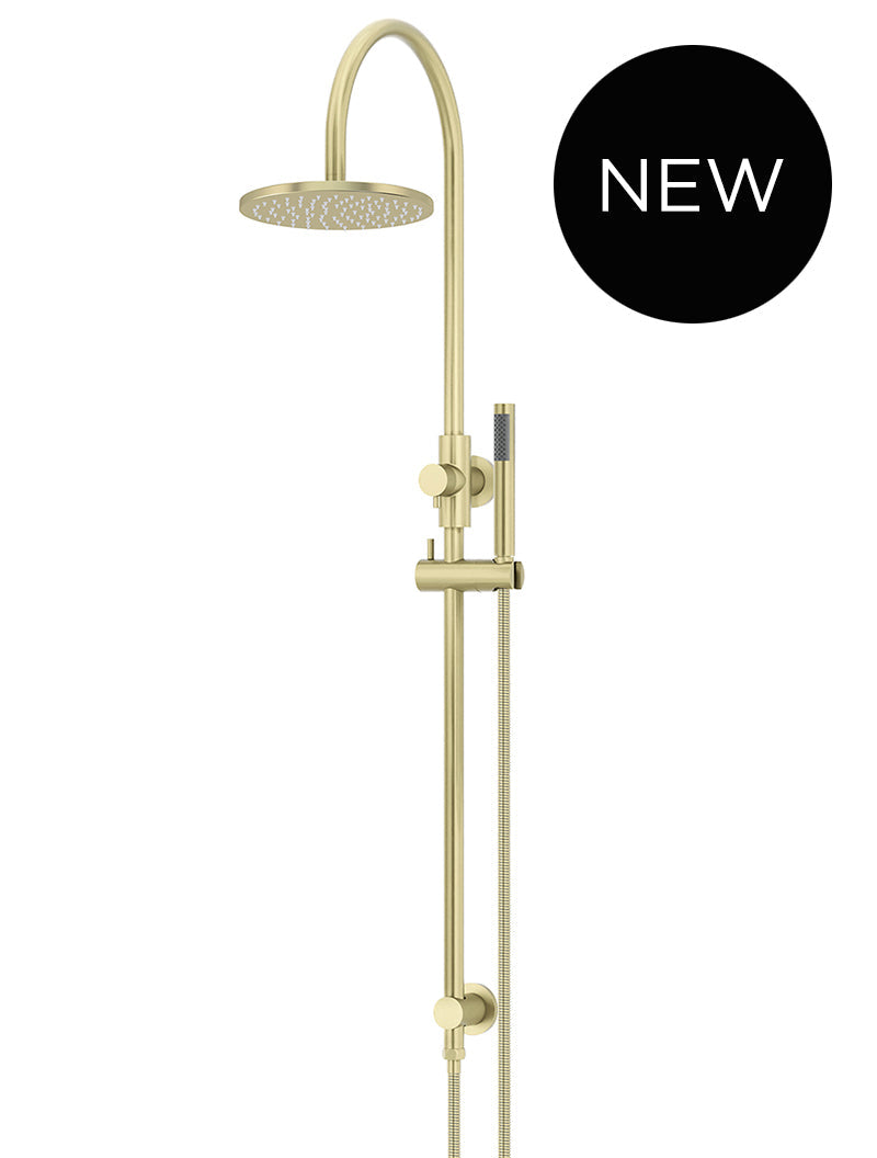 Round Gooseneck Shower Set with 200mm rose, Single-Function Hand Shower - PVD Tiger Bronze