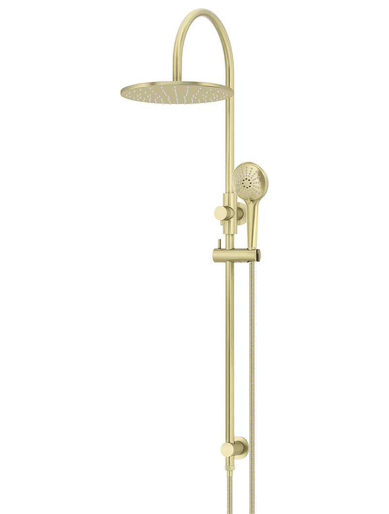 Round Gooseneck Shower Set with 300mm rose, Three-Function Hand Shower - PVD Tiger Bronze