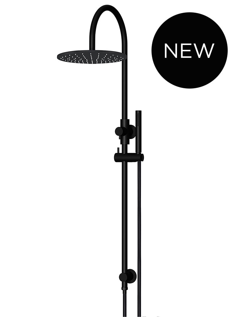 Round Gooseneck Shower Set with 300mm rose, Single-Function Hand Shower - Matte Black