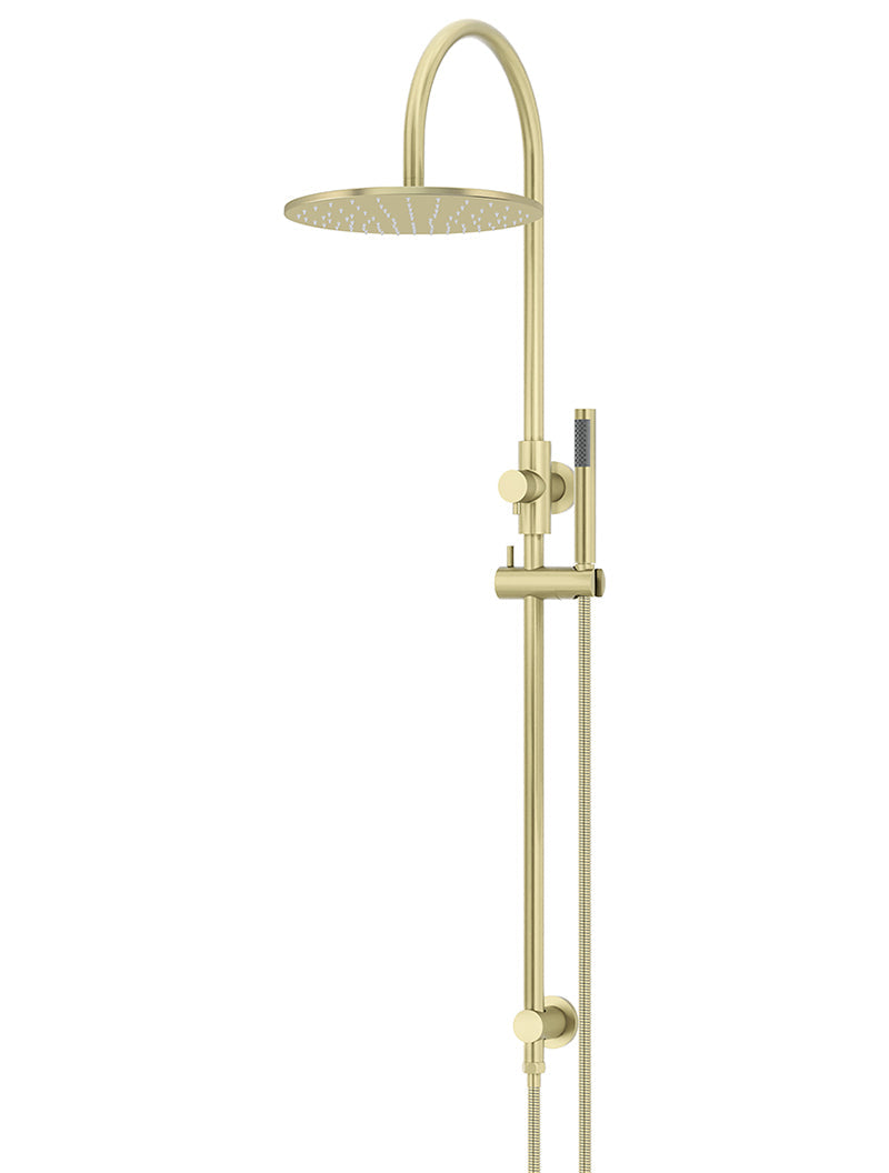 Round Gooseneck Shower Set with 300mm rose, Single-Function Hand Shower - PVD Tiger Bronze