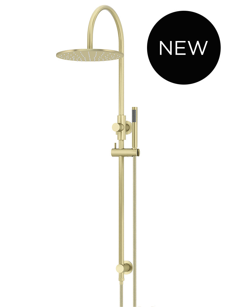Round Gooseneck Shower Set with 300mm rose, Single-Function Hand Shower - PVD Tiger Bronze