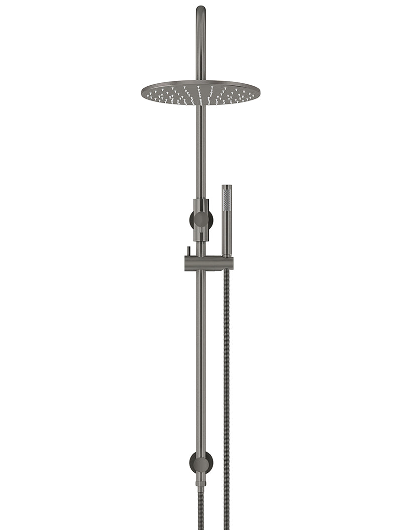 Round Gooseneck Shower Set with 300mm rose, Single-Function Hand Shower - Shadow Gunmetal