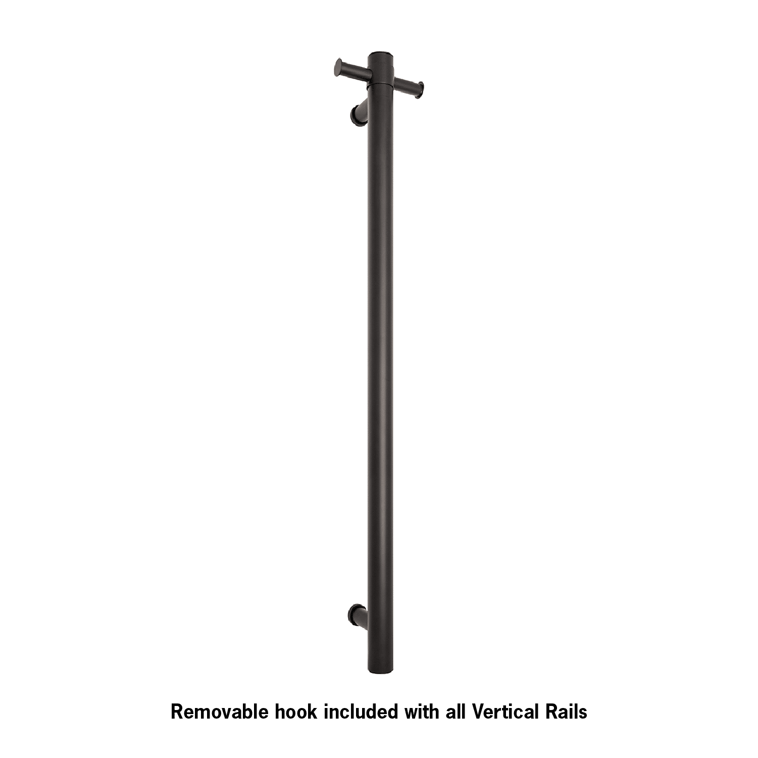 Thermorail Straight/Round Non-Heated Vertical Bar 900X142X100Mm With Optional Hook - Matt Black