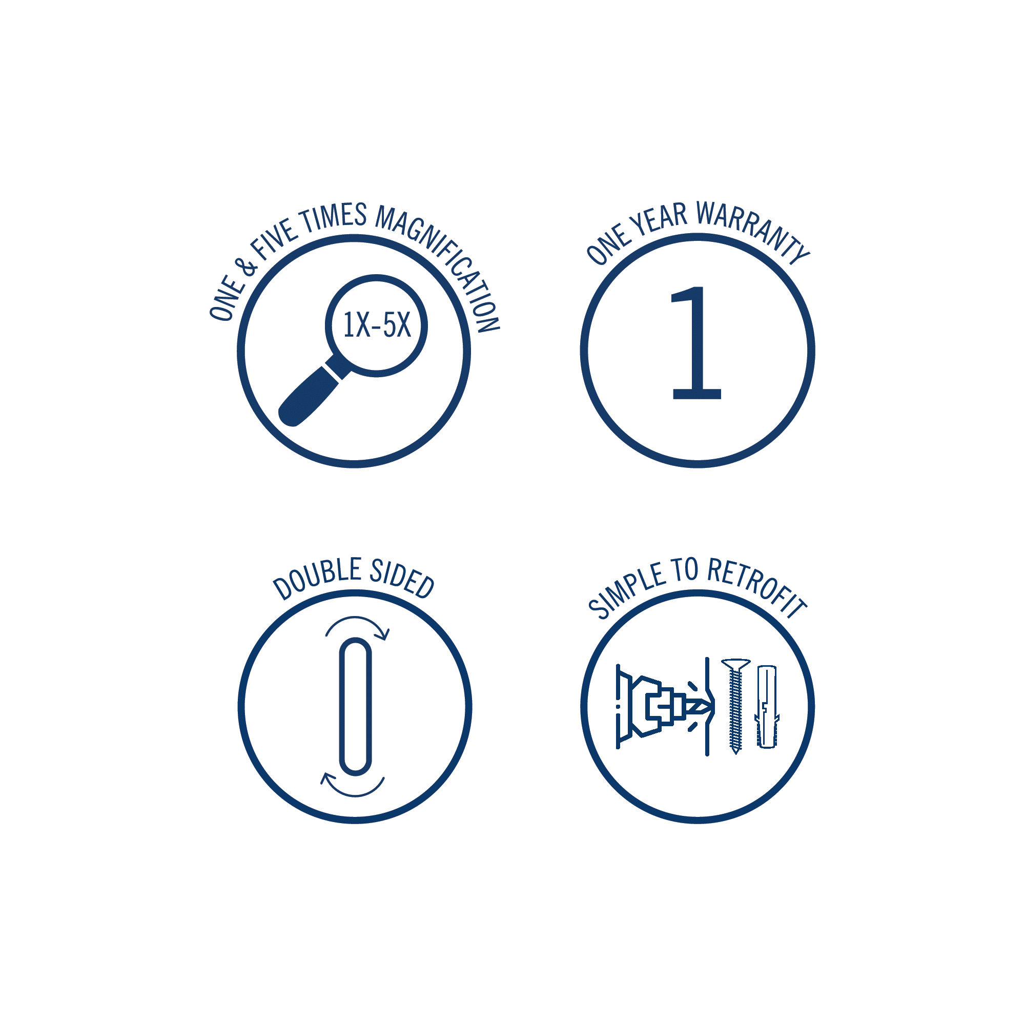 1 & 5x Magnification Chrome Wall Mounted Shaving Mirror, 200mm Diameter