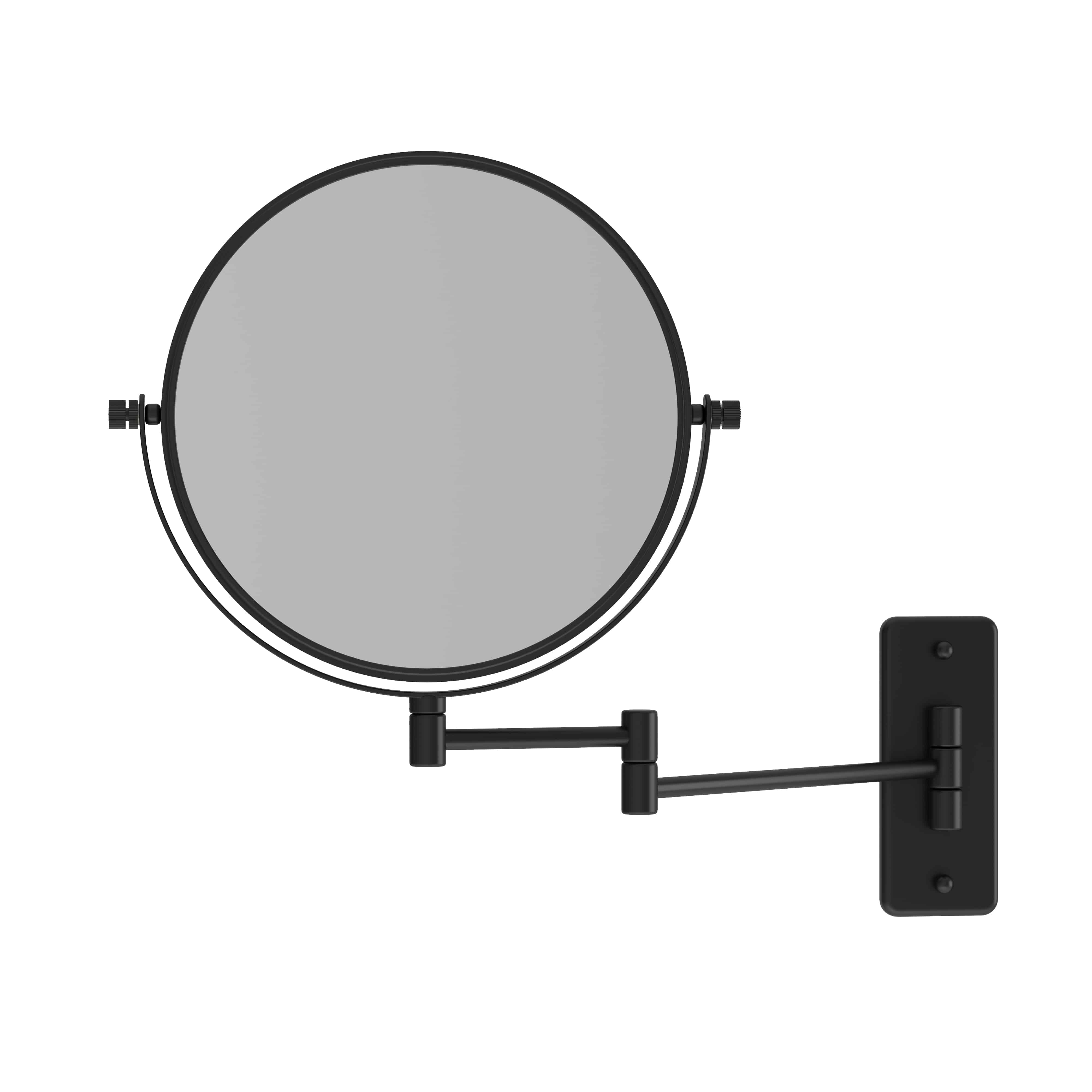 1 & 5X Magnification Matt Black Wall Mounted Shaving Mirror, 200Mm Diameter