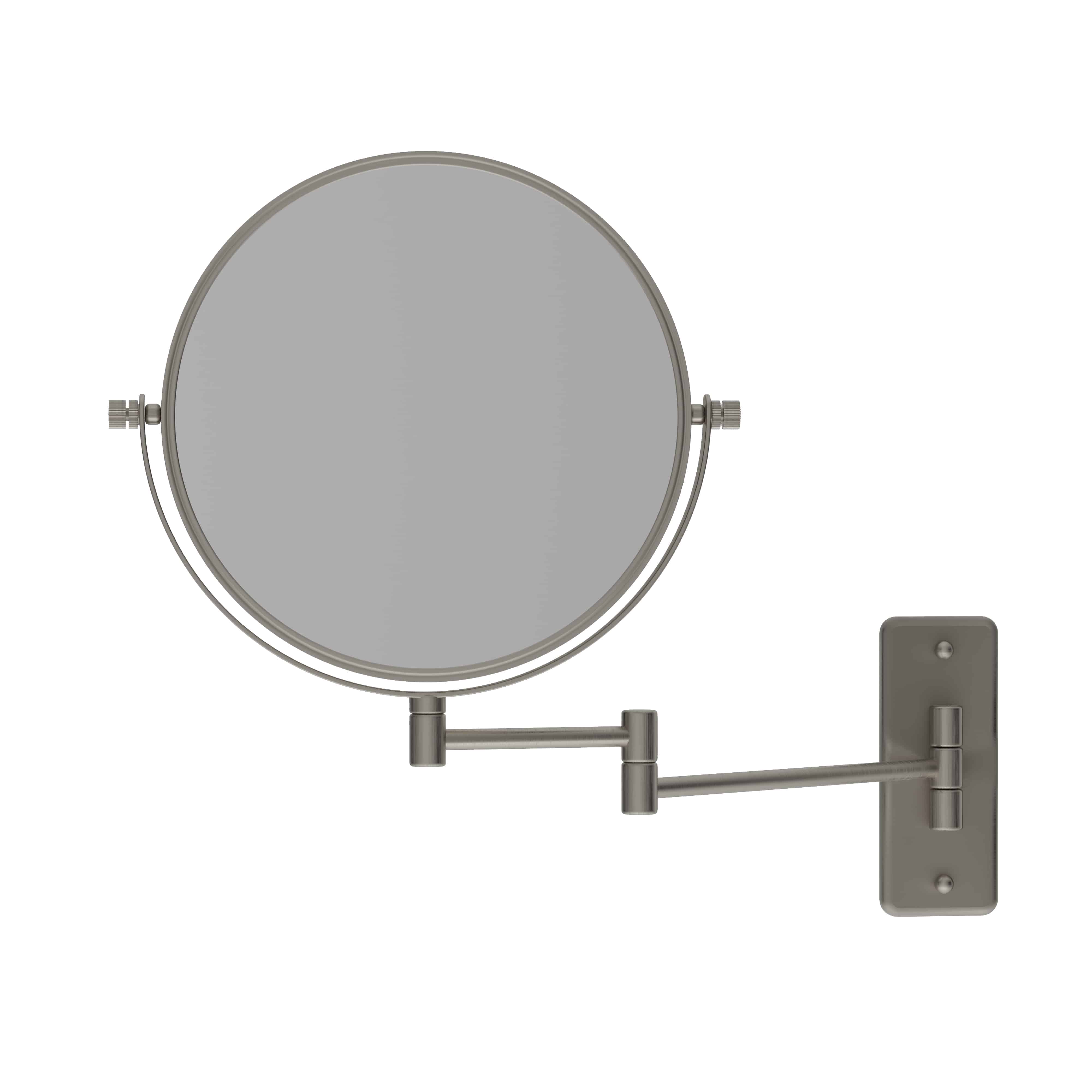 1 & 5X Magnification Brushed Nickel Wall Mounted Shaving Mirror, 200Mm Diameter
