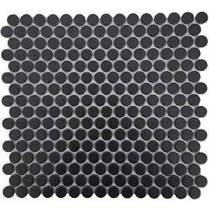 Penny Round Matt Black Mosaic