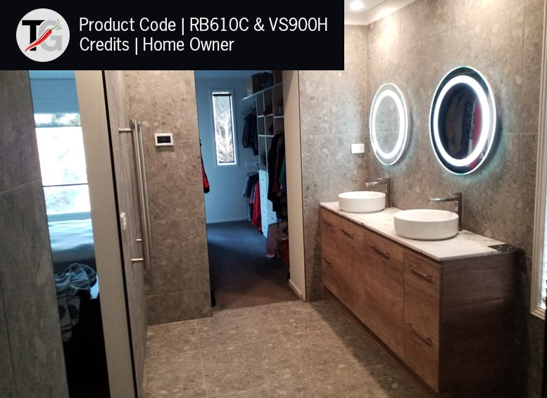 Backlit Round Mirror with Border Cool Light 610mmØ 18Watts