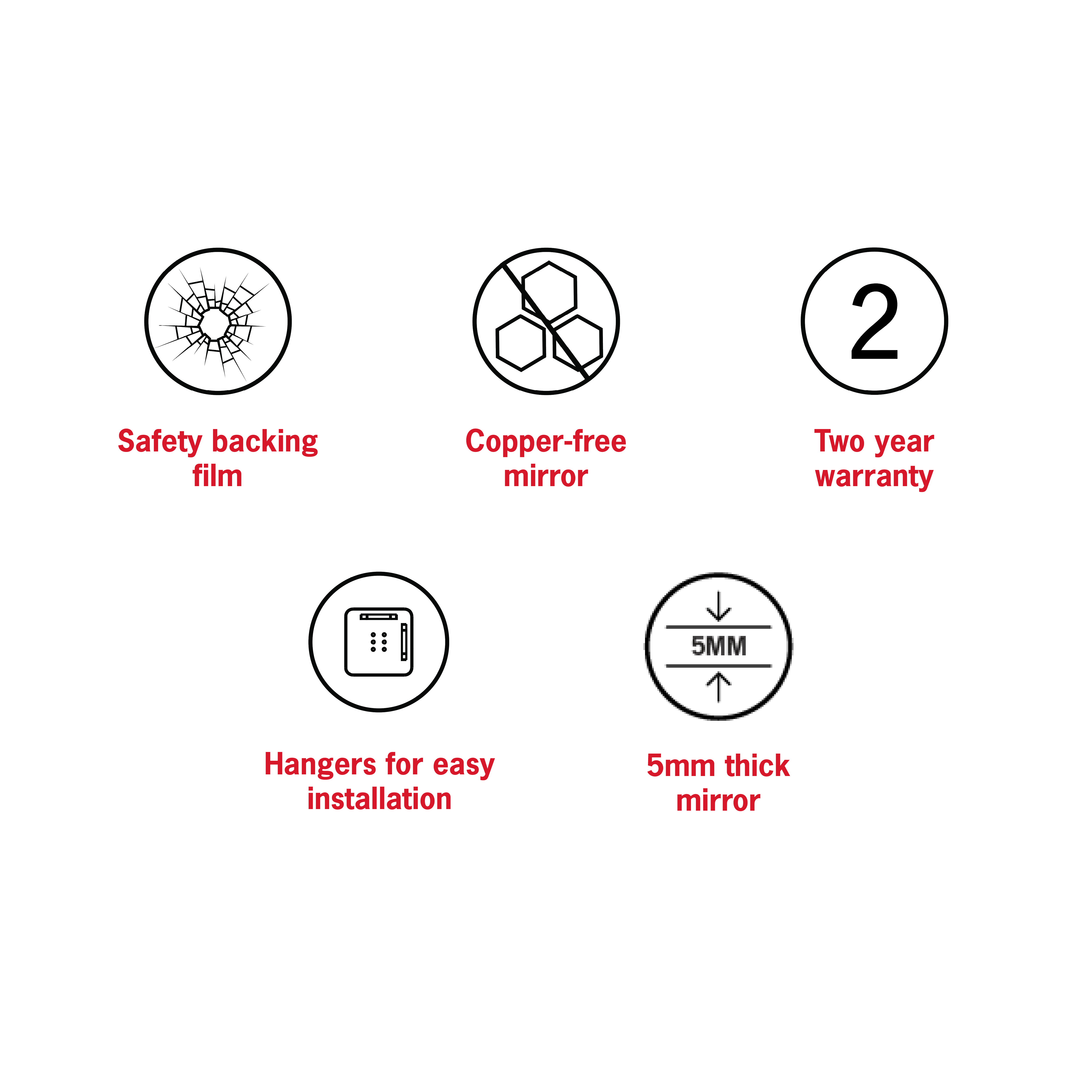 Rio Polished Edge Round Mirror - 600mmØ with Hangers