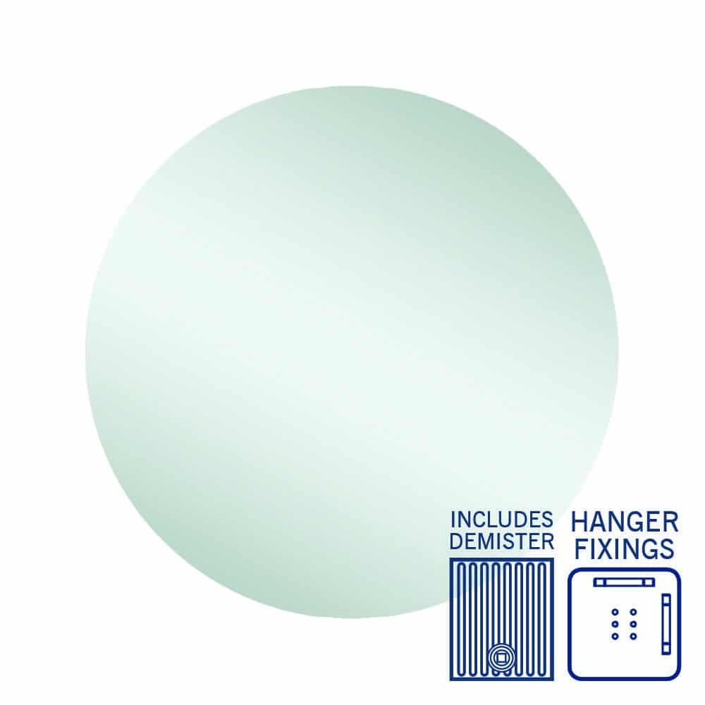 Rio Polished Edge Round Mirror - 700Mmø With Hangers And Demister