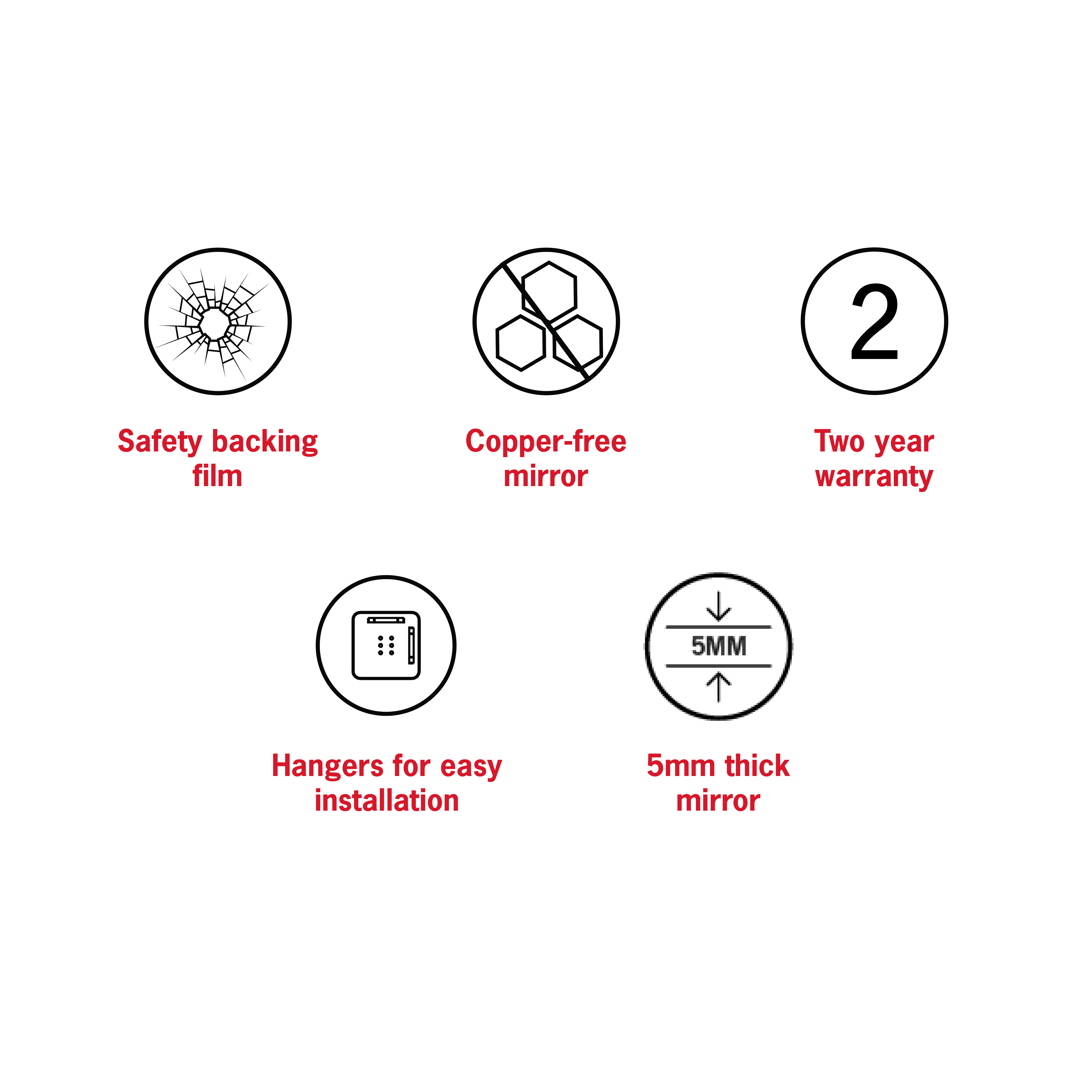 Rio Polished Edge Round Mirror - 700mmØ with Hangers