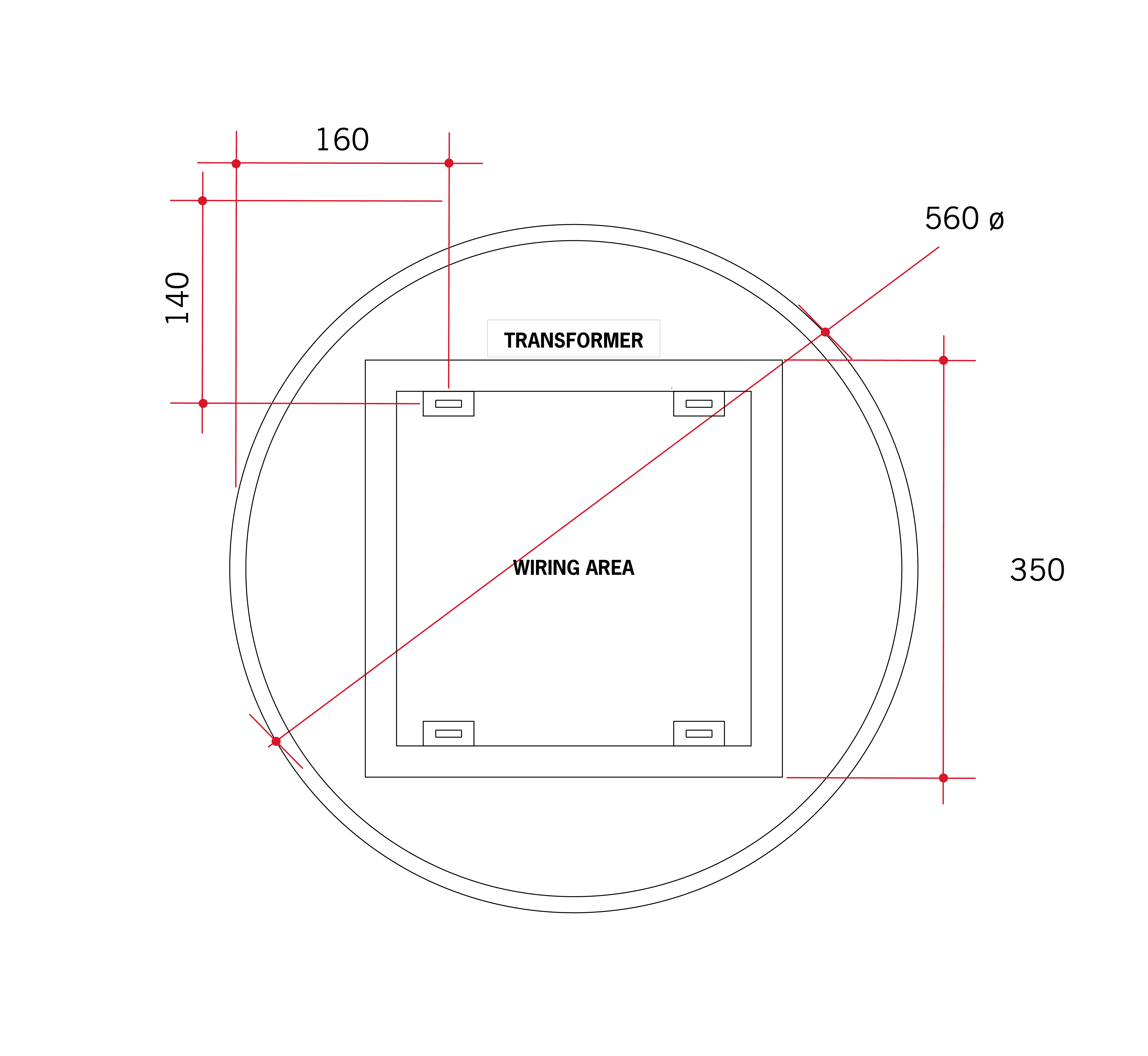 Backlit Round Mirror With Cool Light 600mmØ 37Watts - Includes Mirror Demister