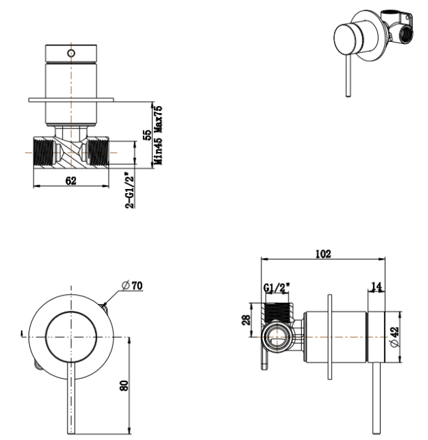 Mica Shower Mixer - TRIM KIT ONLY