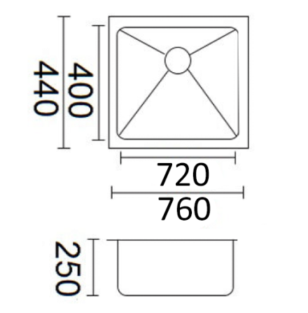 Luminare Sink 760 x 440mm - Single Bowl