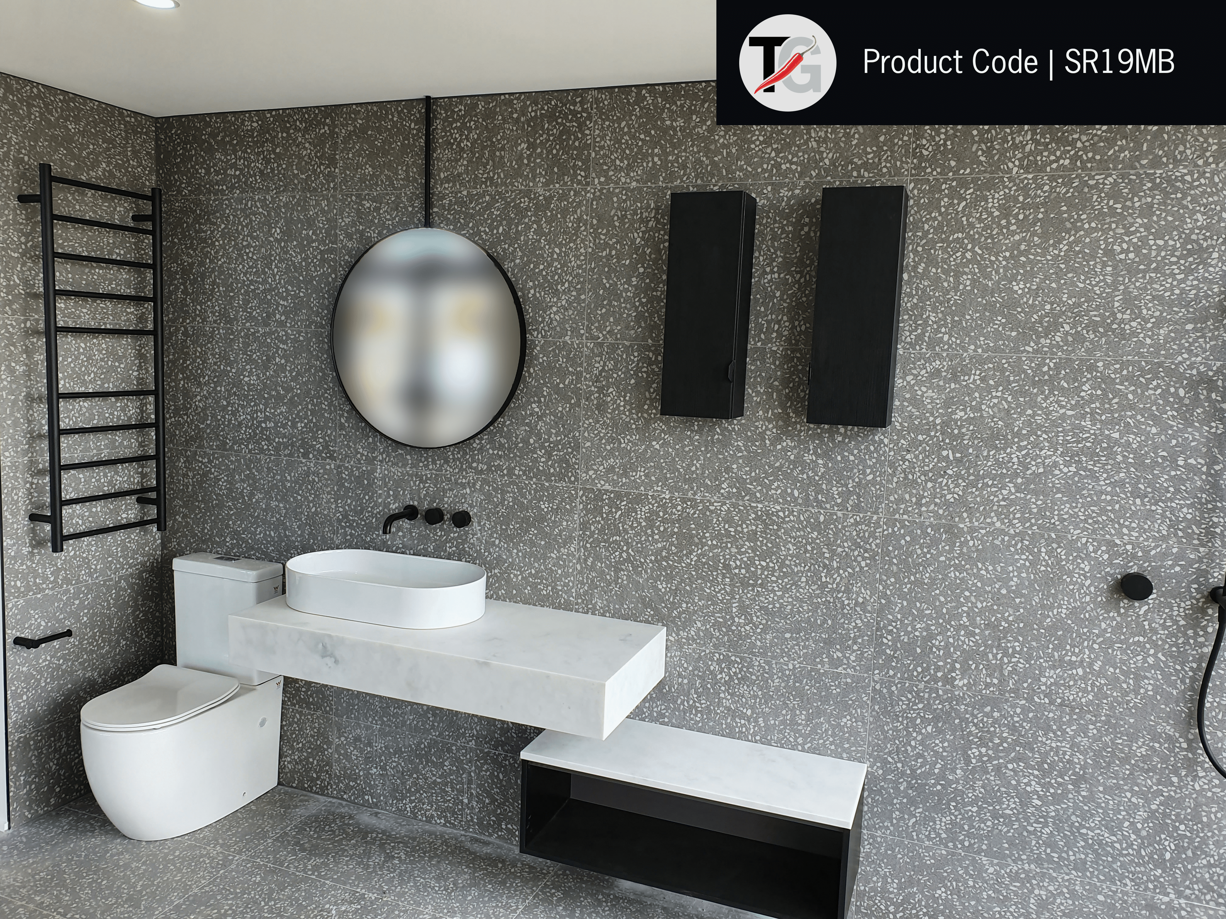 Thermorail Straight/Round 450x1200x122mm 110Watts 10 Bars - Matt Black