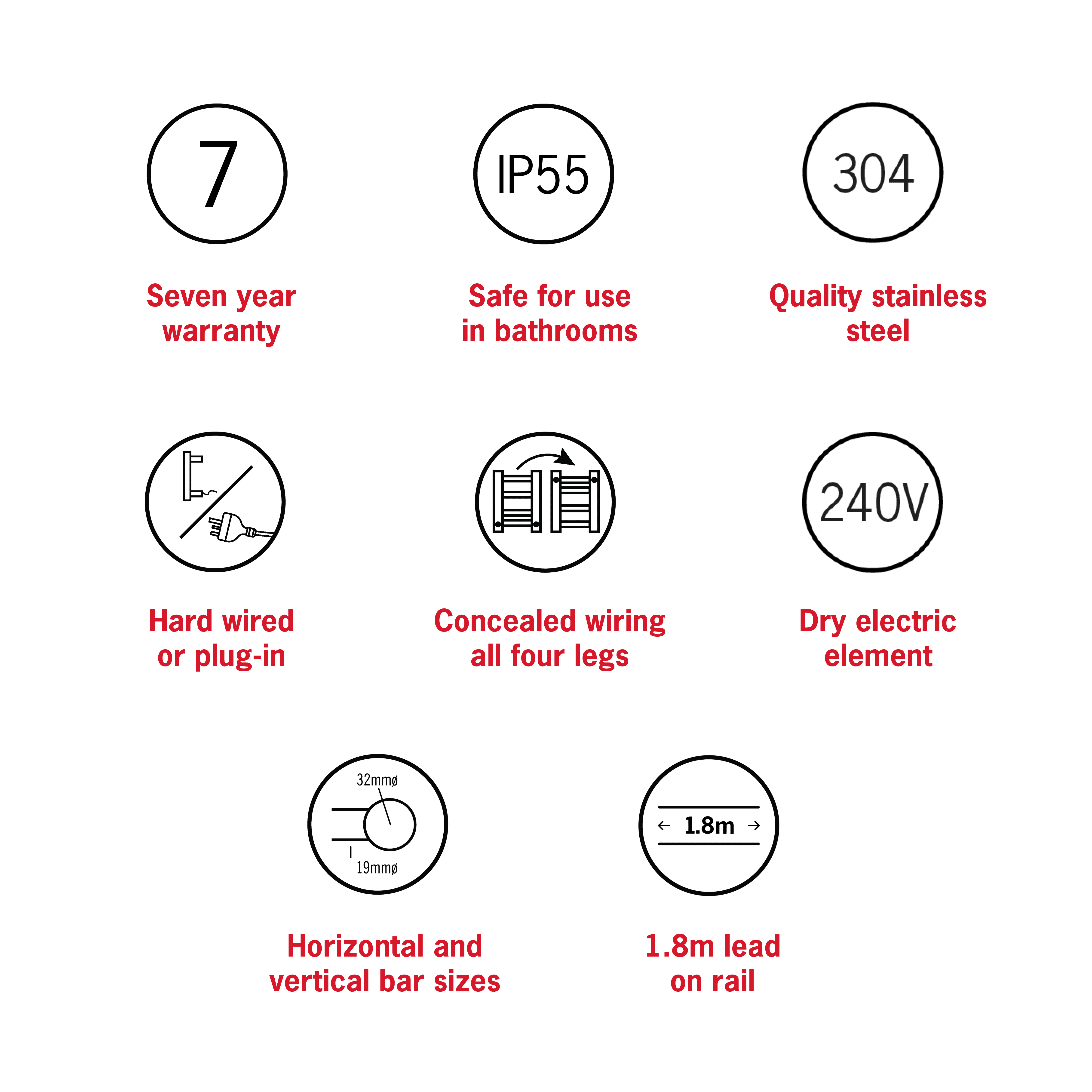 Thermorail Straight/Round 550x550x122mm 41Watts 4 Bars - Brushed Brass
