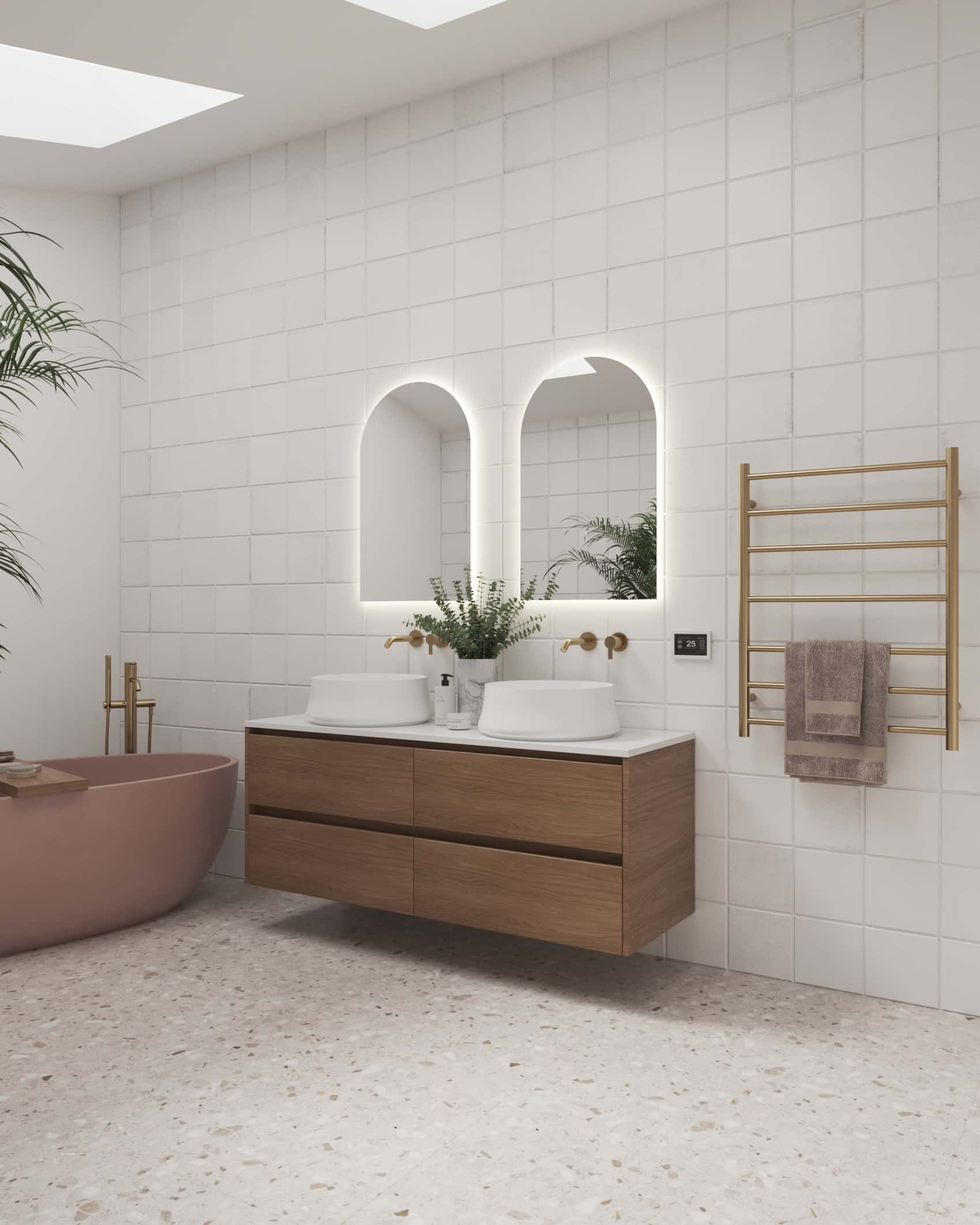 Backlit Arch Shape Mirror with Cool Light 500x800x45mm 47Watts - Includes Mirror Demister