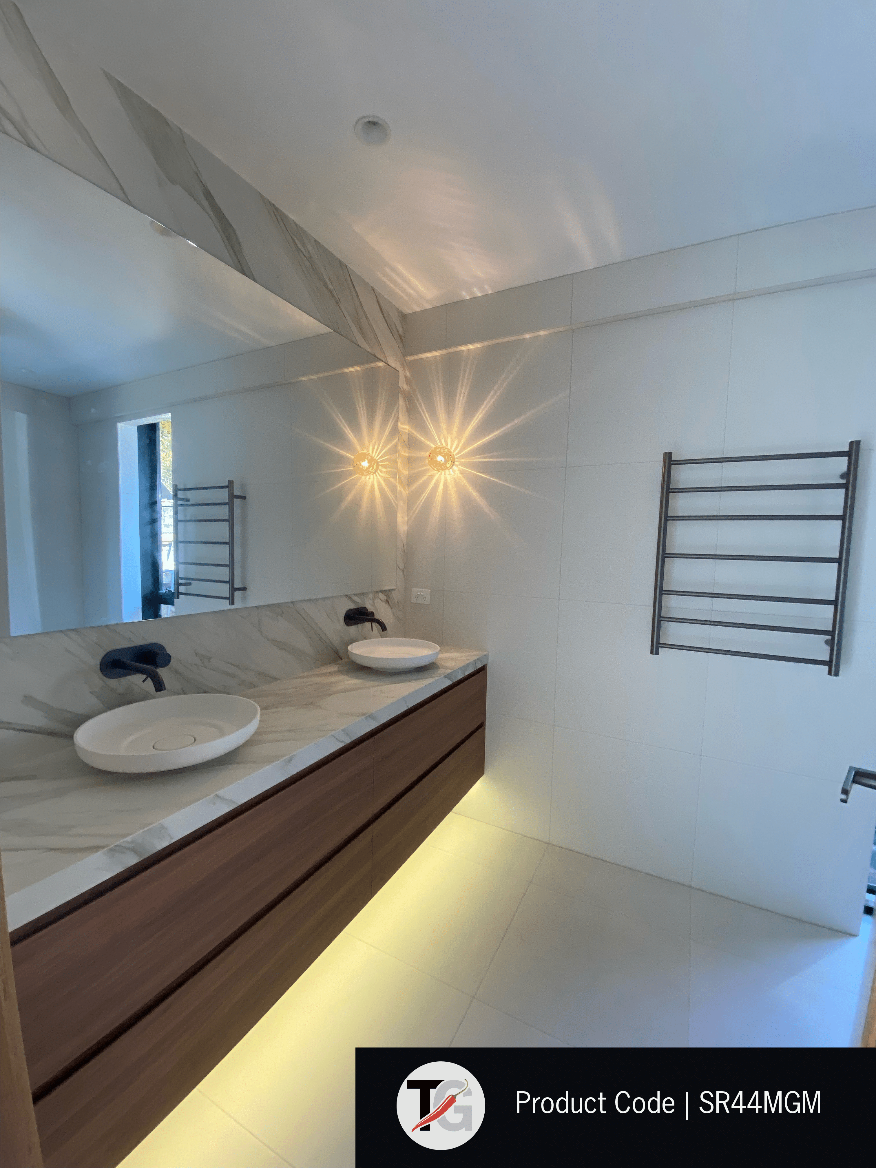 Thermorail Straight/Round 600x800x122mm 80Watts 7 Bars - Gun Metal