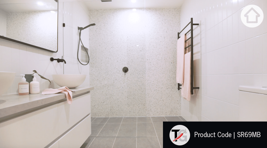 Thermorail Straight/Round 700x1200x122mm 162Watts 10 Bars - Matt Black