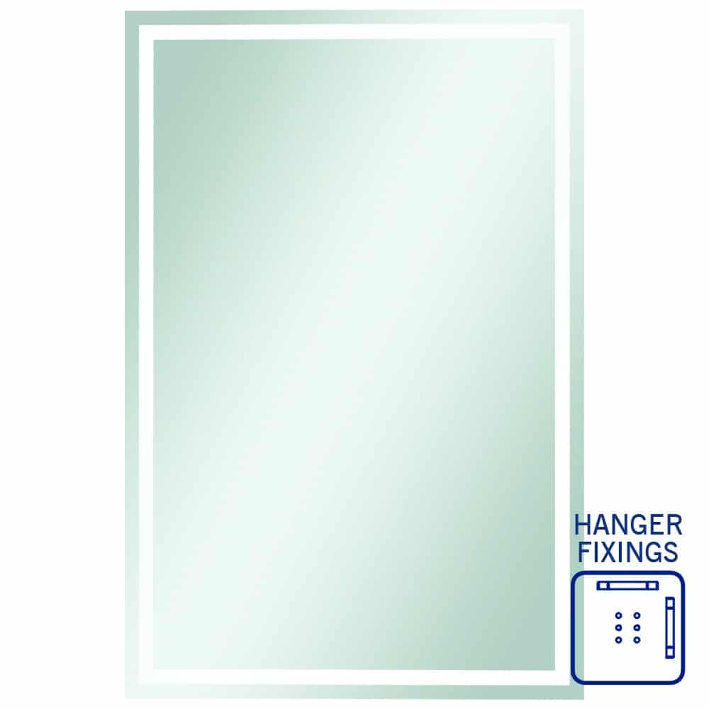 Sierra Rectangle Polished Edge Mirror With Sandblasted Border - 1500X900Mm With Hangers