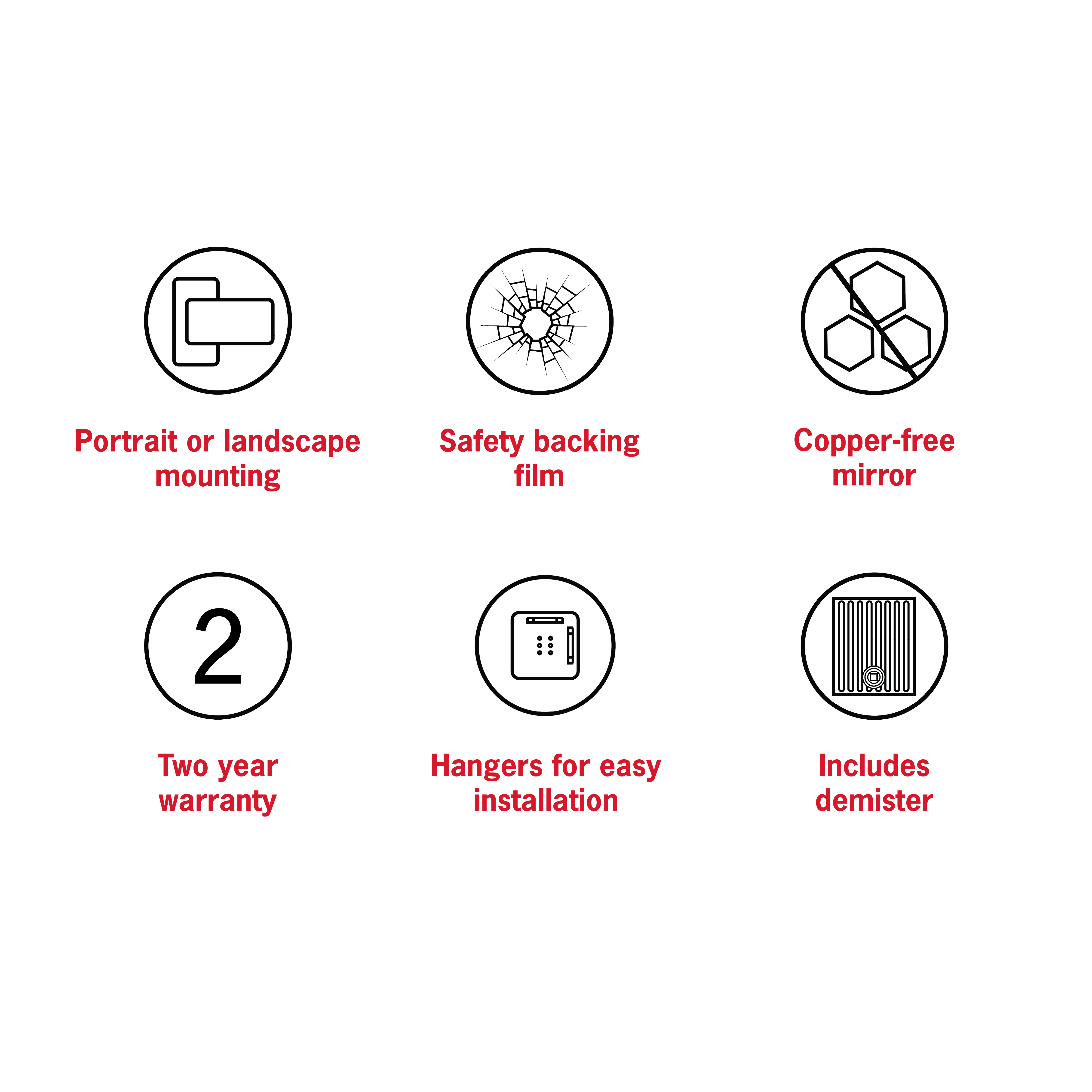 Sierra Rectangle Polished Edge Mirror with Sandblasted Border - 900x750mm with Hangers and Demister