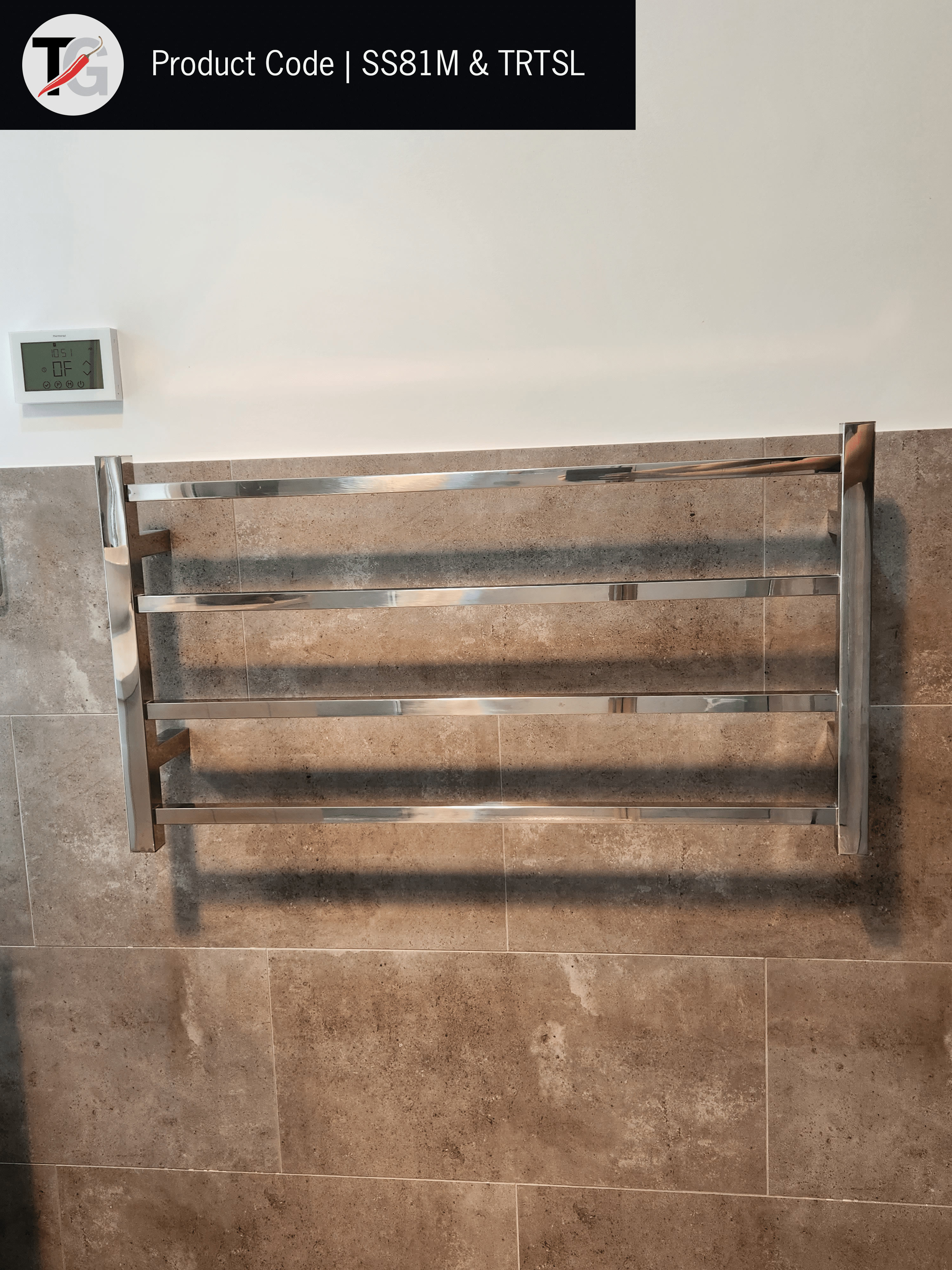 Thermorail Straight/Square 800x440x120mm 61Watts 4 Bars