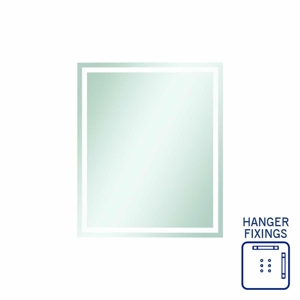 Sierra Rectangle Polished Edge Mirror With Sandblasted Border - 900X750Mm With Hangers