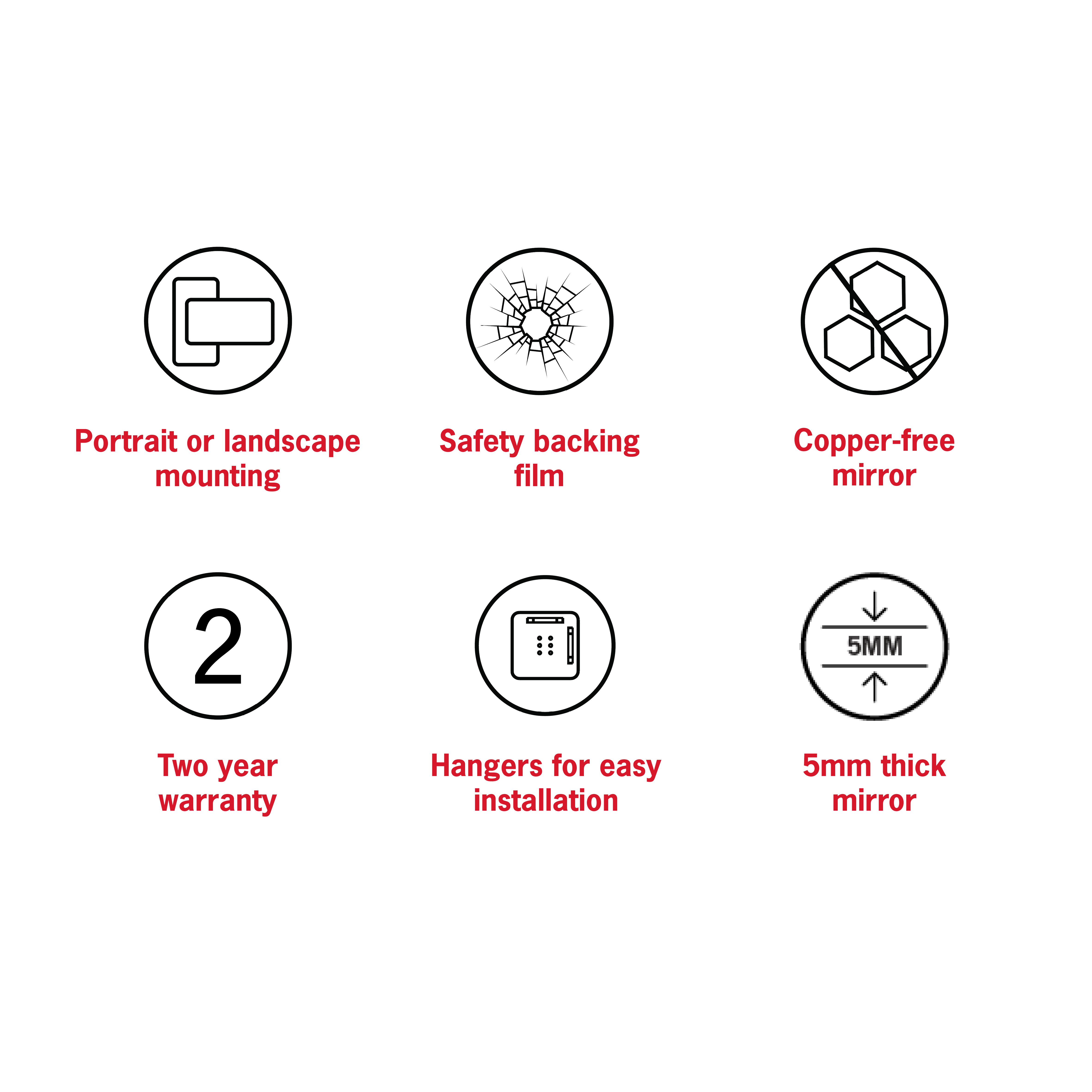 Sierra Rectangle Polished Edge Mirror with Sandblasted Border - 900x750mm with Hangers