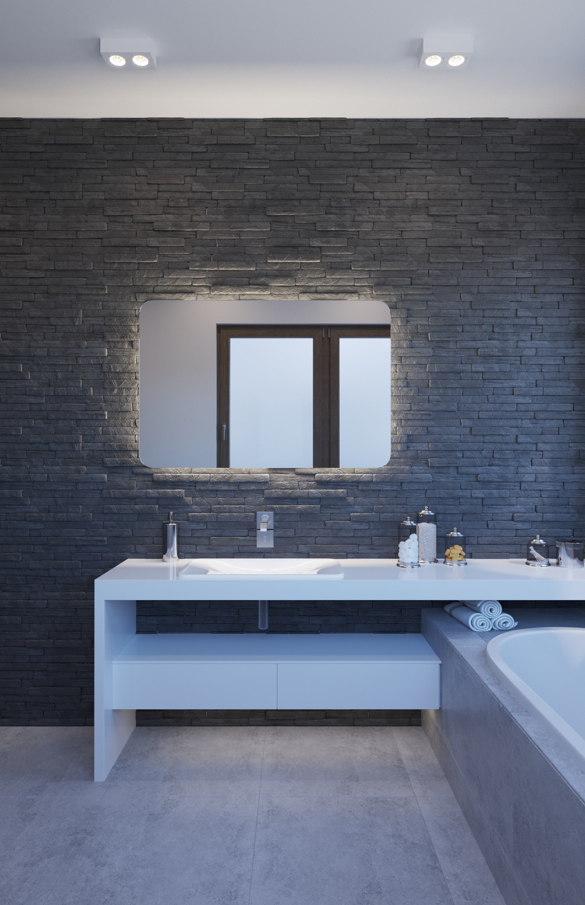 Backlit Rectangle Mirror with Curved Corners and Cool Light 1200x800mm 108Watts - Includes Mirror Demister