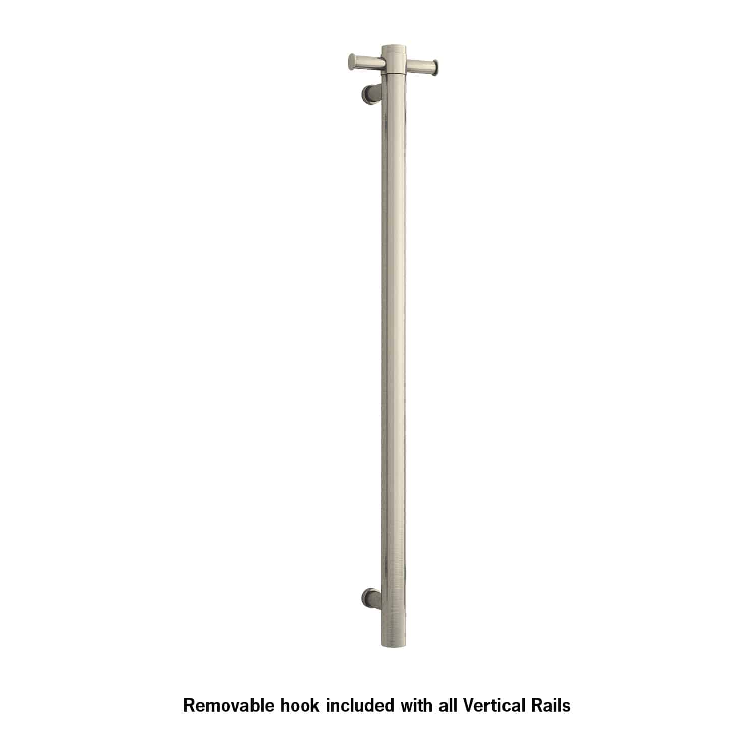Thermorail Straight/Round 12Volt Vertical Bar 900X142X100Mm 22Watts With Optional Hook - Brushed Nickel