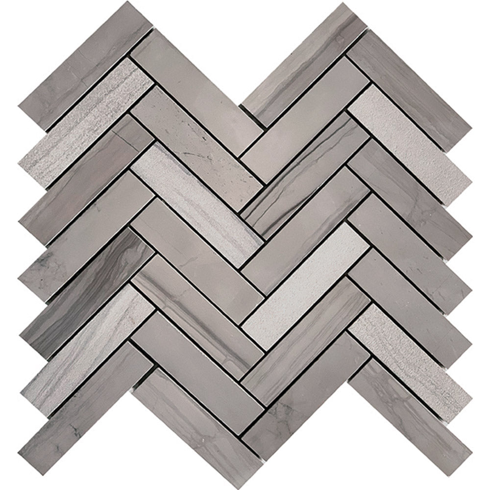 Tierra Wood Grey Light Long Herringbone Mosaic