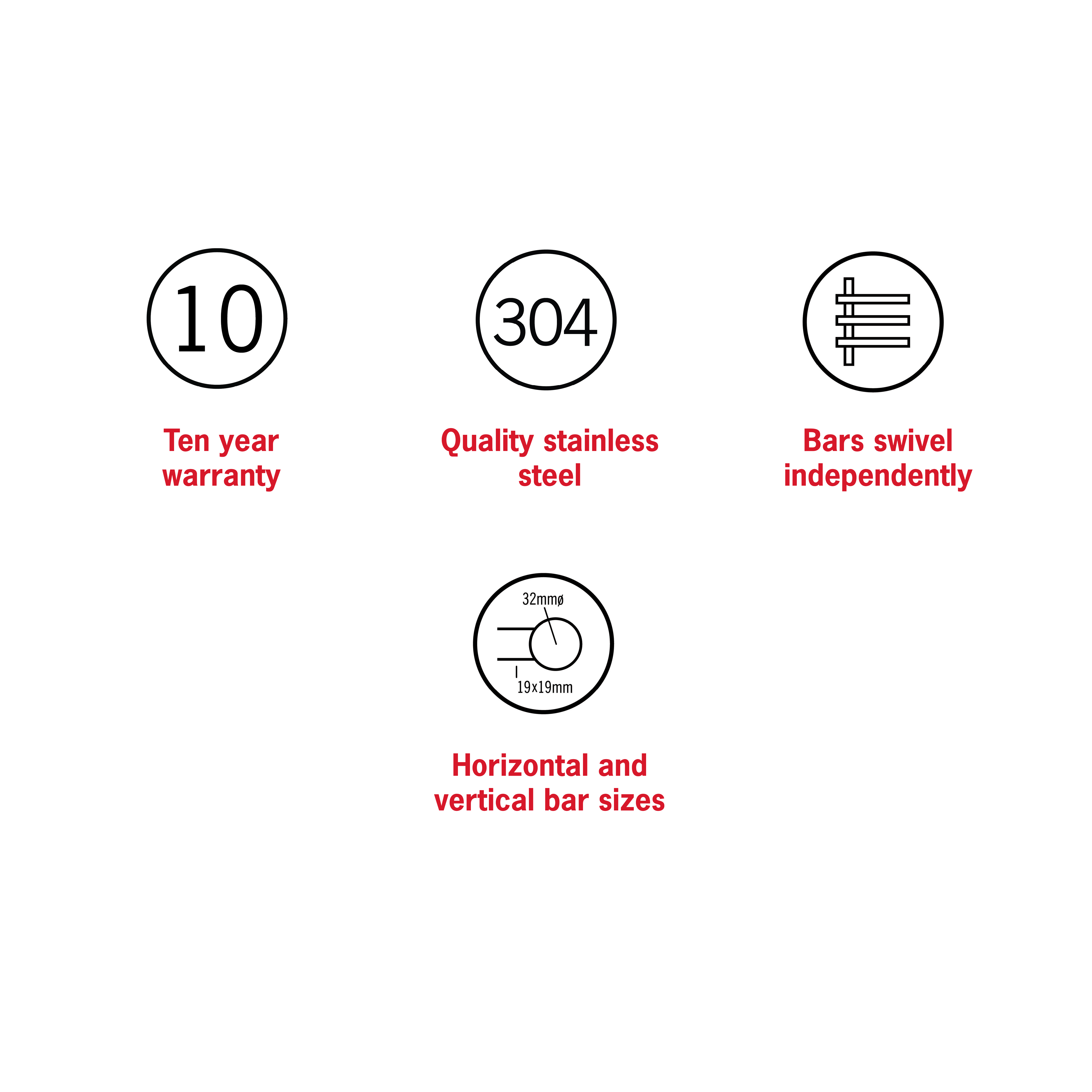 Thermorail Non-Heated Swivel, Straight/Square 600x540x99mm 4Bars