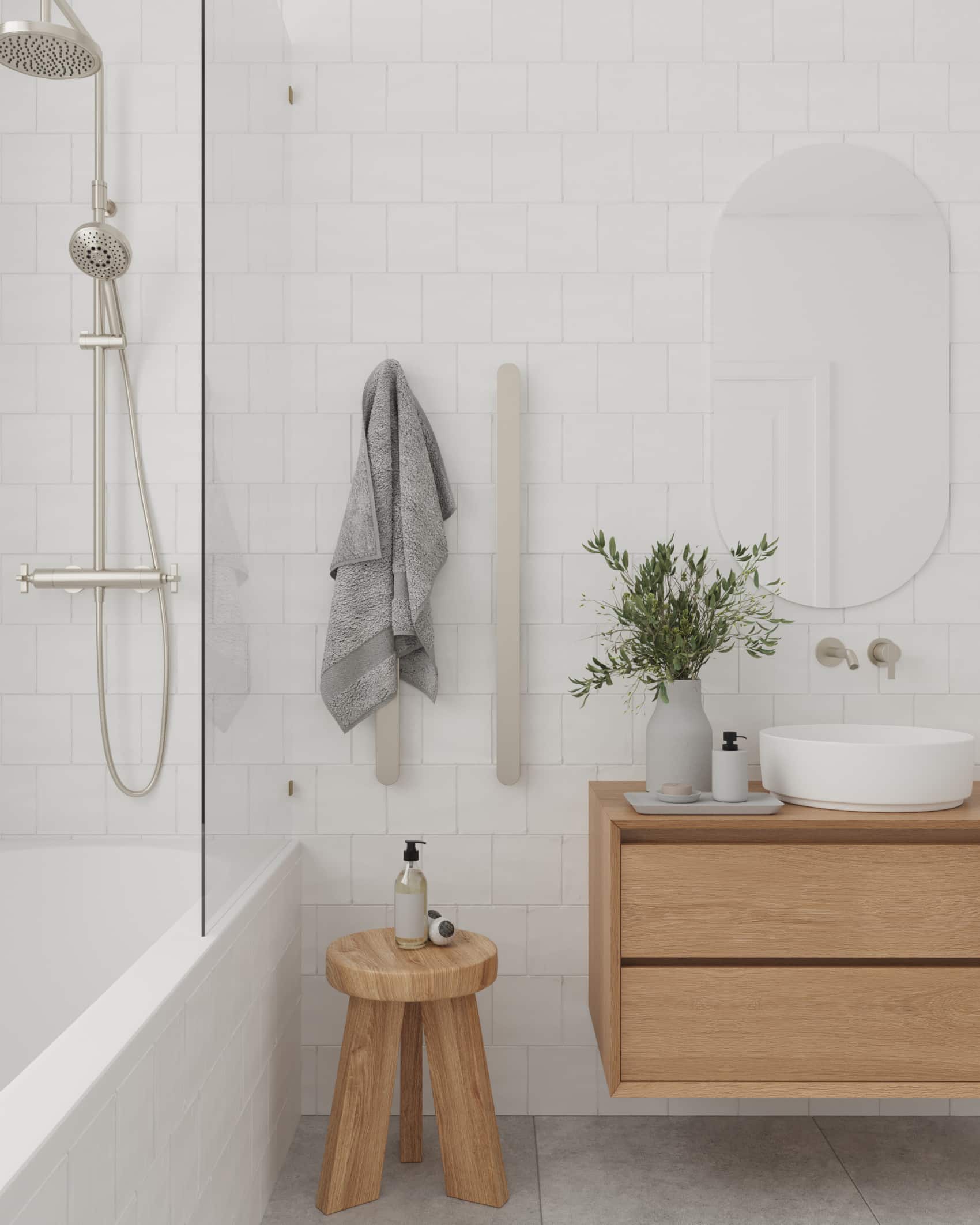 Thermorail Flat/Pill 12Volt Vertical Bar 900x50x50mm 20Watts - Brushed