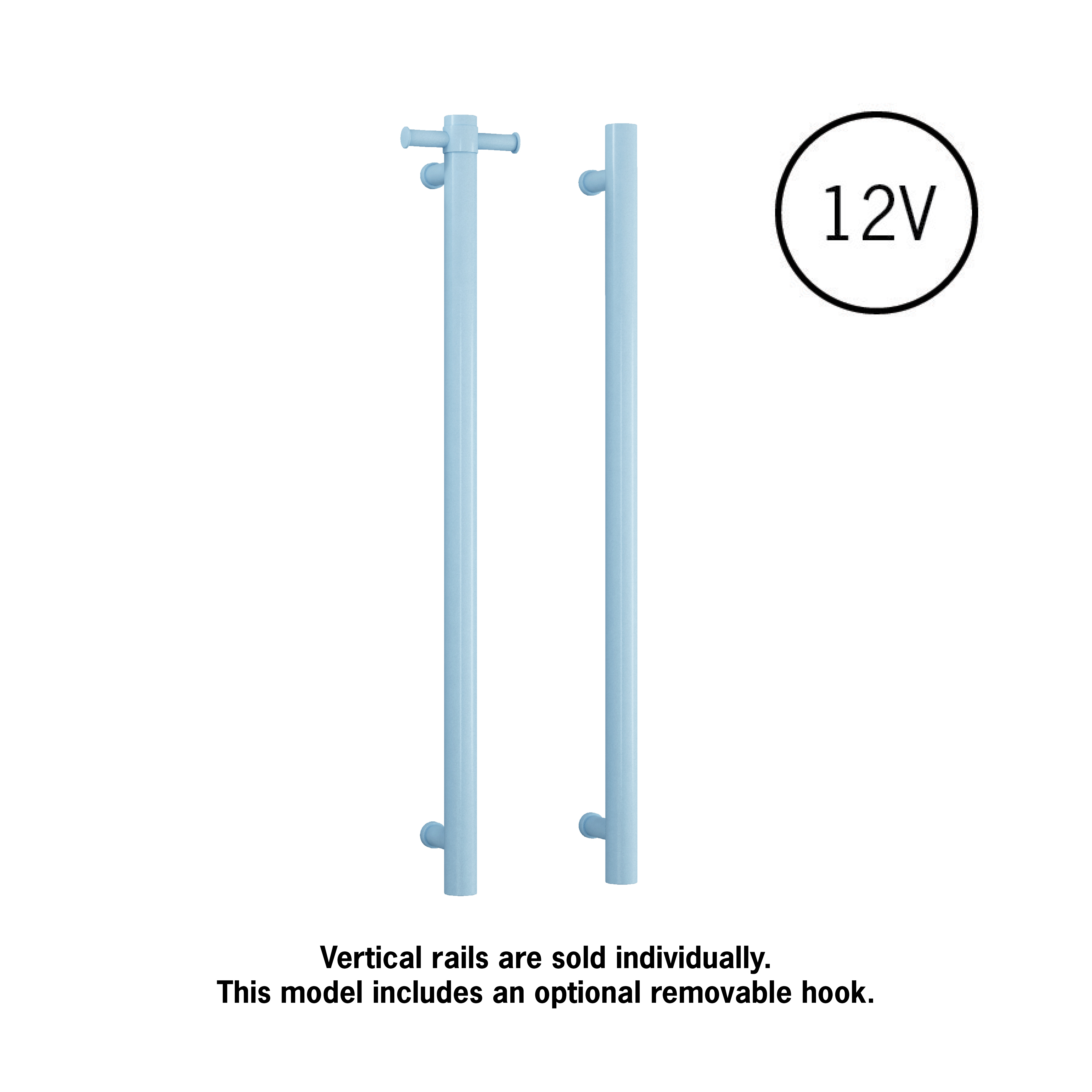 Thermorail Straight/Round 12Volt Vertical Bar 900x142x100mm 26Watts With Optional Hook - Horizon Blue