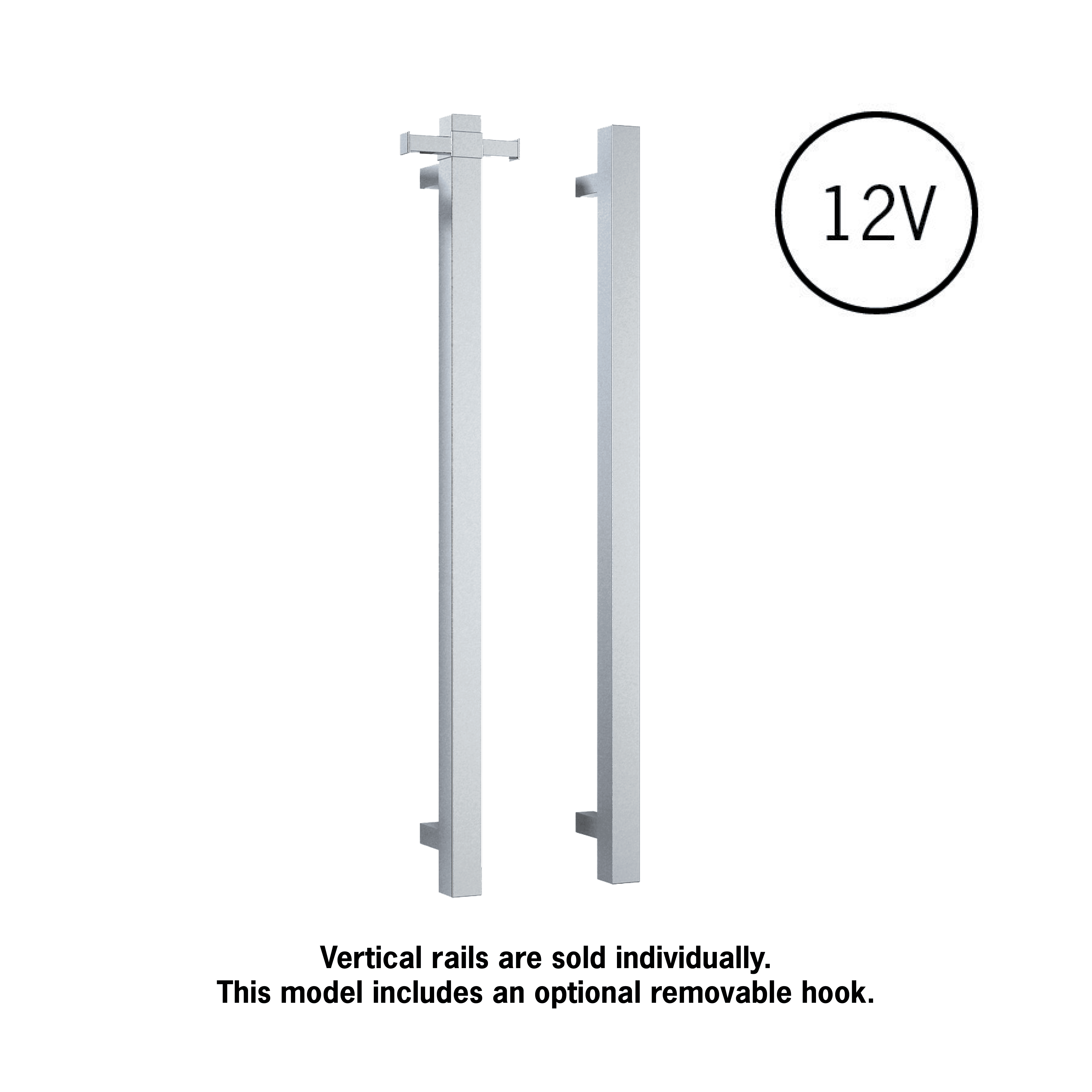 Thermorail Square 12Volt Vertical Bar 900x142x100mm 30Watts With Optional Hook