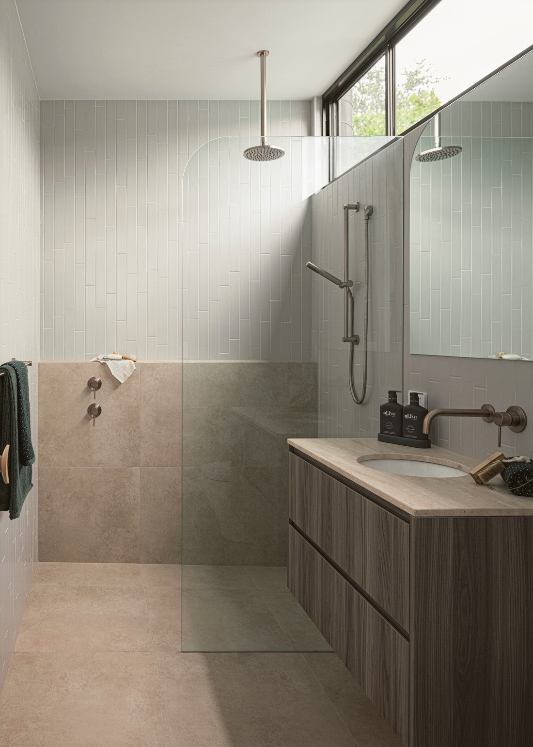 Round Ceiling Shower Arm 300mm - Champagne