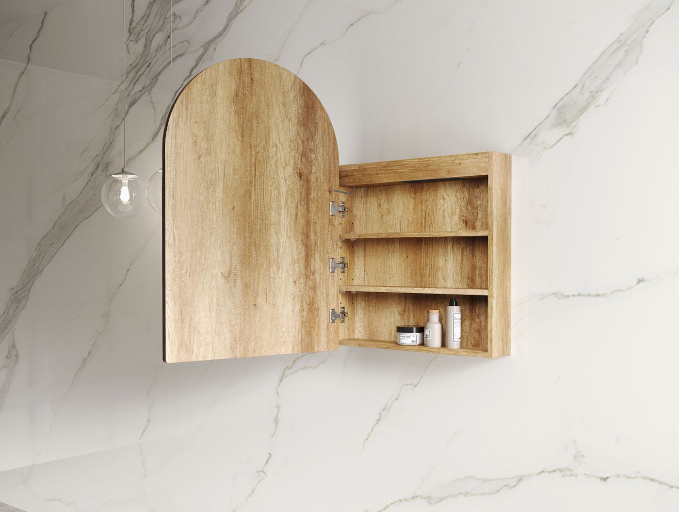 LED Archie Shaving Cabinet Natural Oak