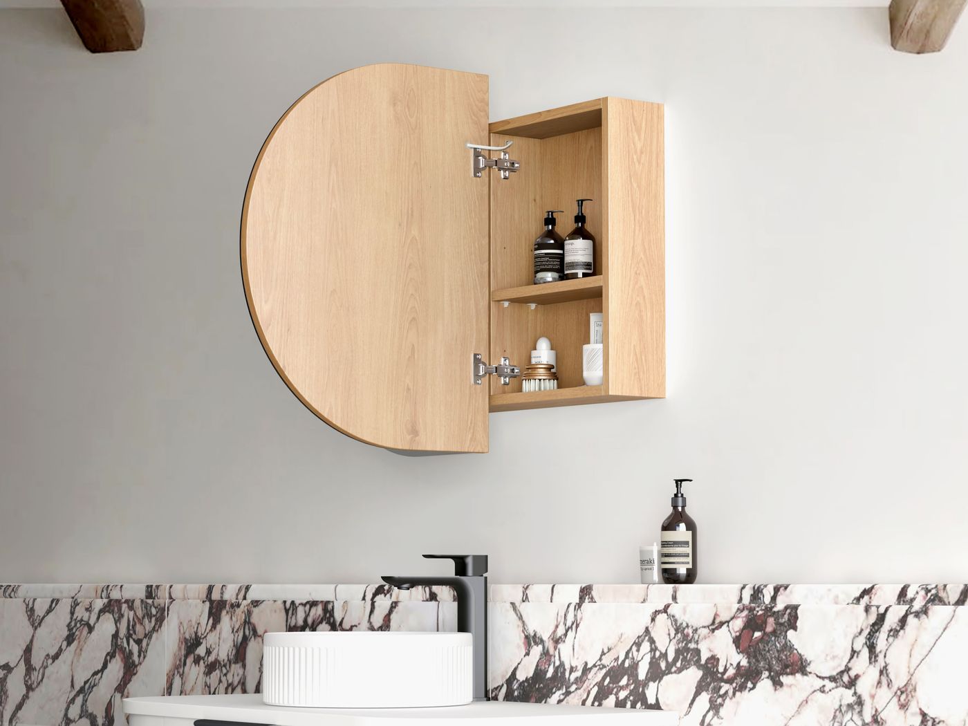 LED BONDI 900x600 Shaving Cabinet Natural Oak