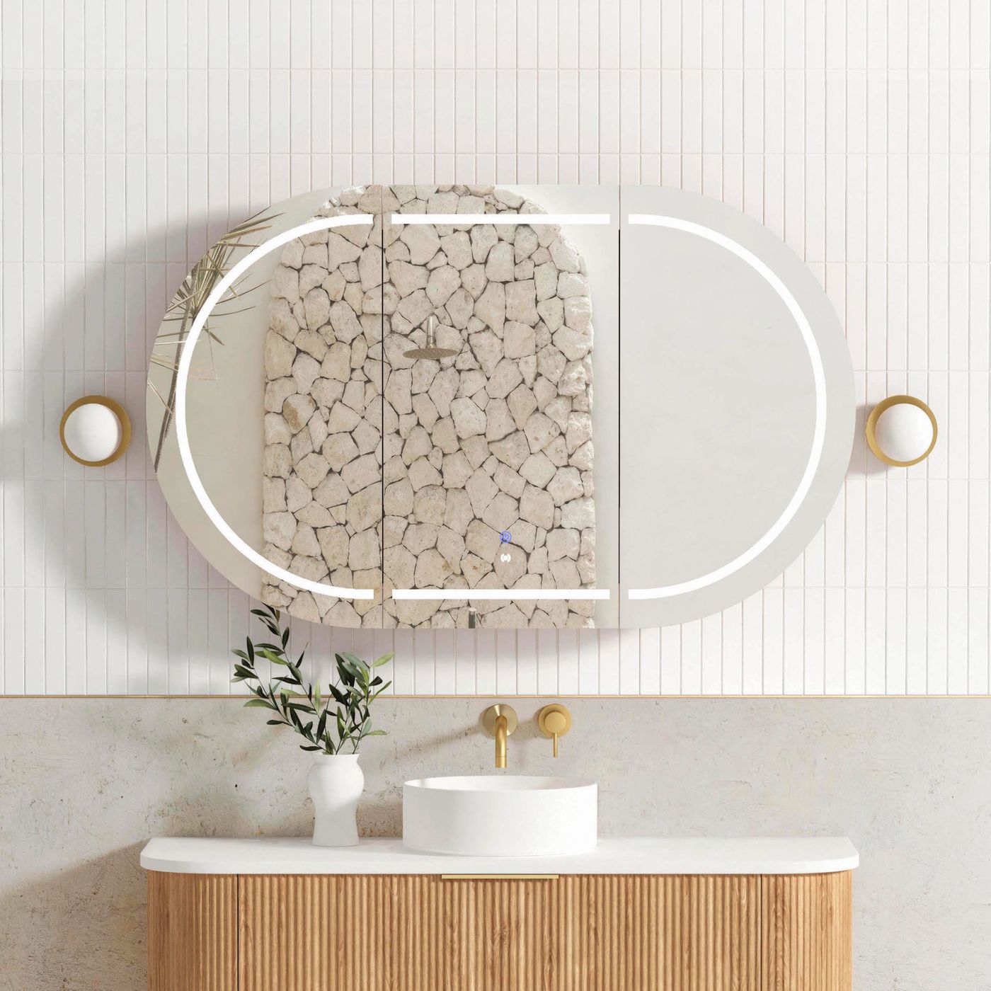 LED BONDI 1200x750 Shaving Cabinet Natural Oak