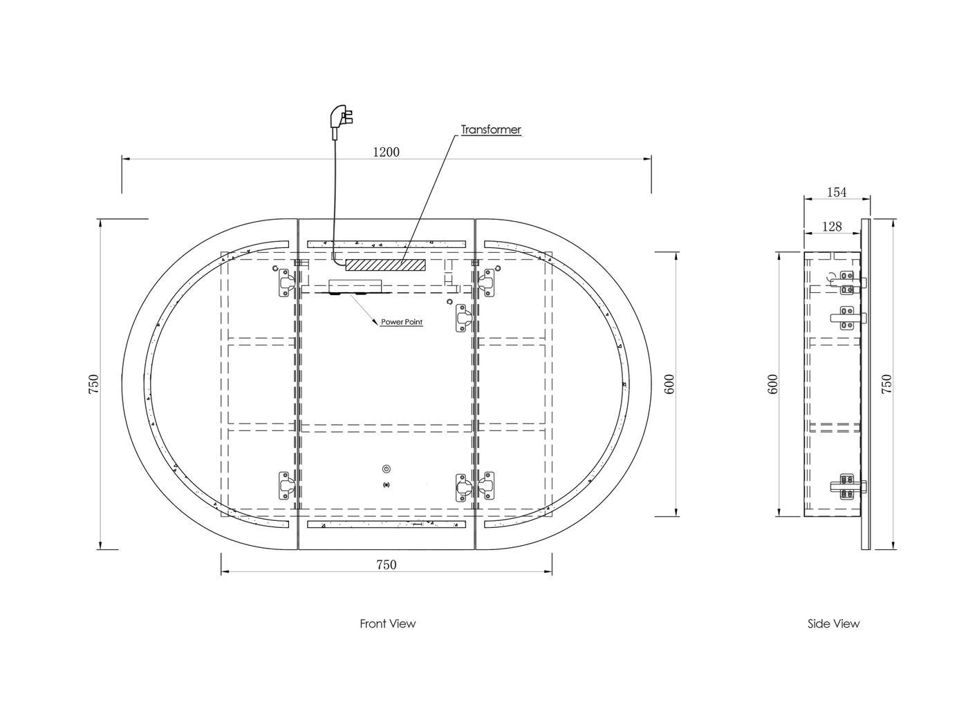LED BONDI 1200x750 Shaving Cabinet Black Oak