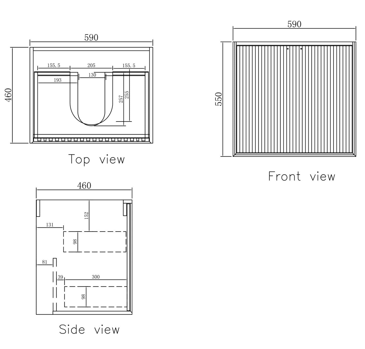 Marlo 600mm Matte Black Wall Hung Vanity with Ceramic Top