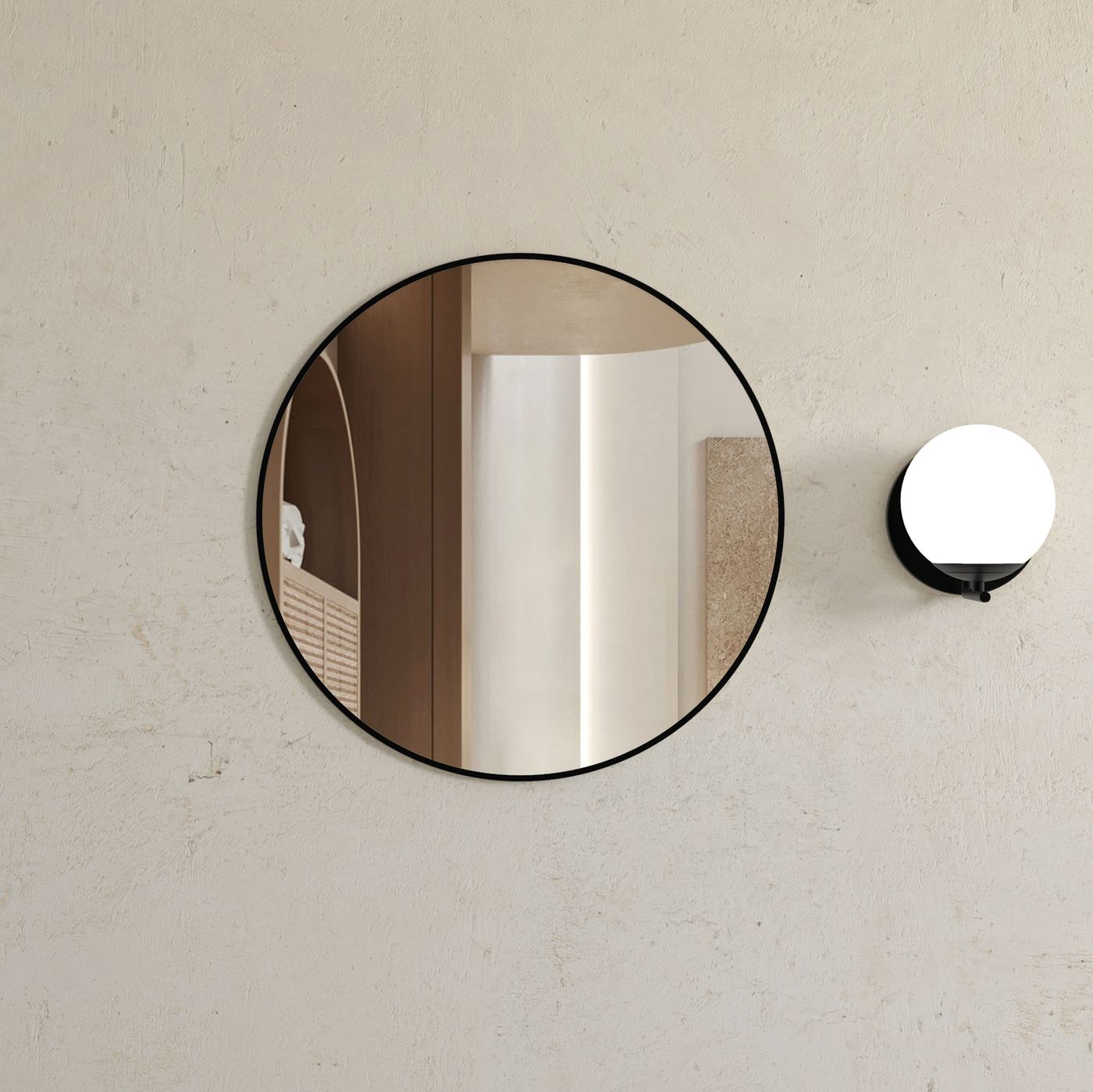London Black Metal Frame Mirror 700mm