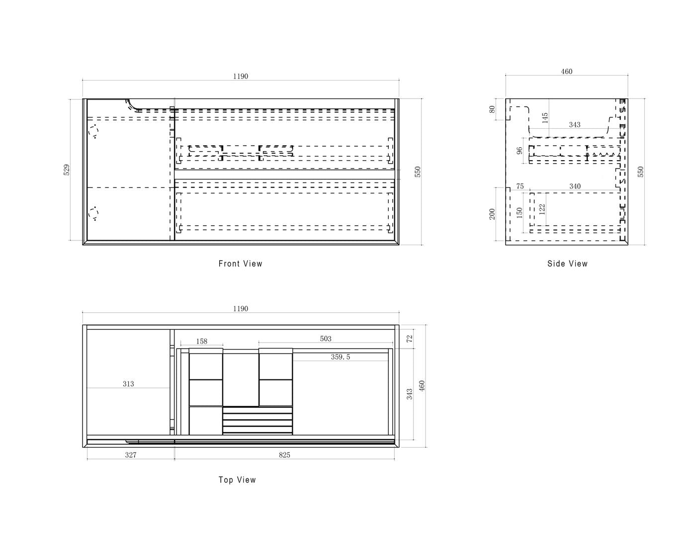 Byron 1200mm Natural Oak Wall Hung Cabinet Only