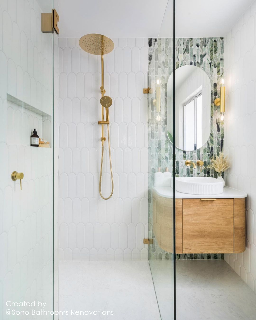 Bondi 750mm Natural Oak Wall Hung Curve Cabinet Only