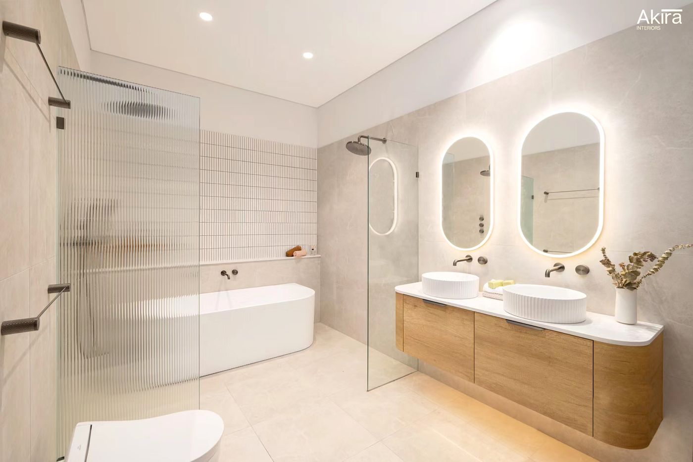 Bondi 1500mm Natural Oak Wall Hung Curve Cabinet