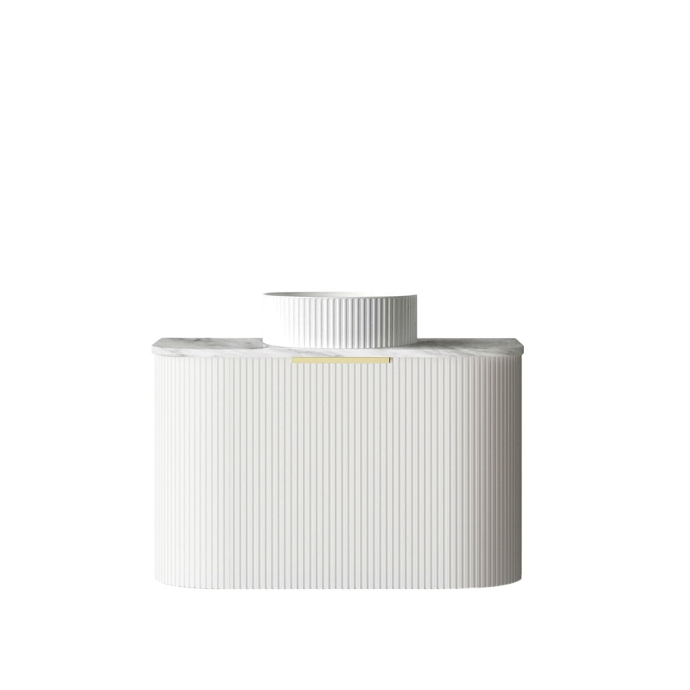 Bondi 750mm Satin White Fluted Wall Hung Curve Cabinet Only