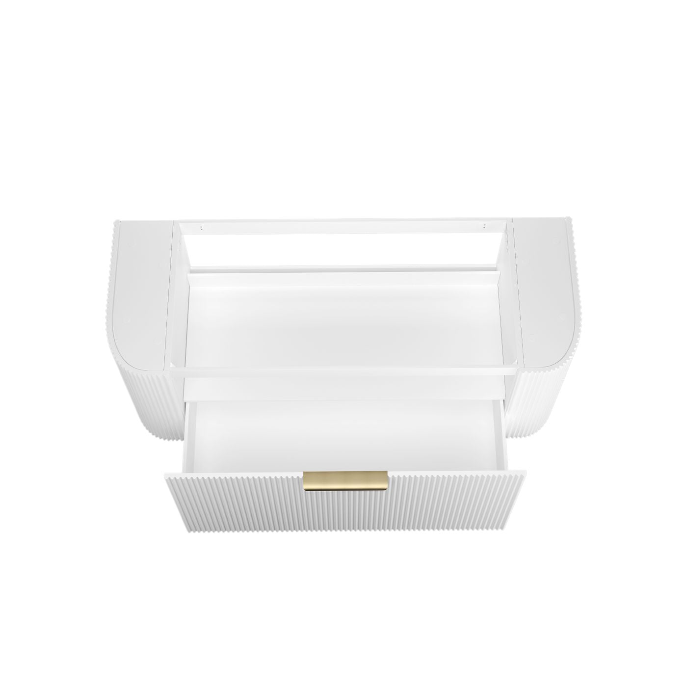 Bondi 1200mm Satin White Fluted Wall Hung Curve Cabinet Only