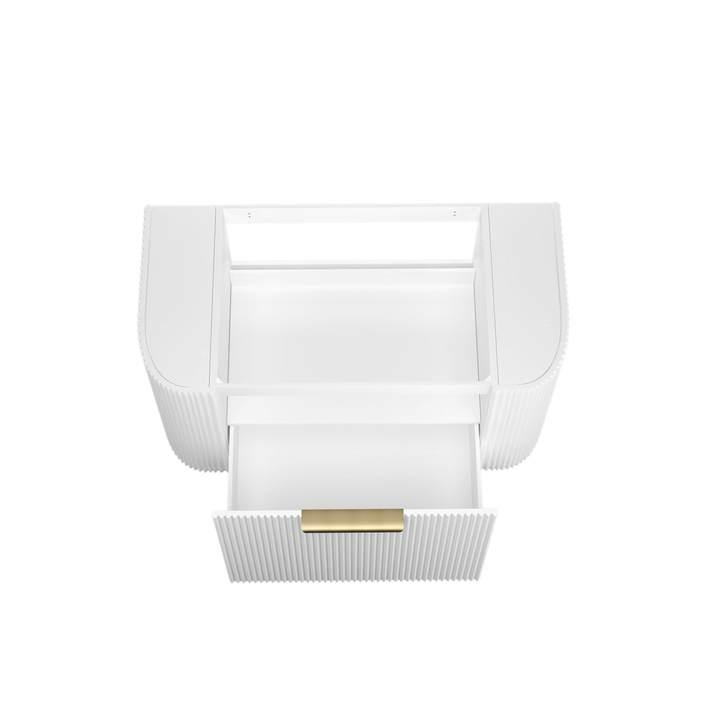 Bondi 900mm Satin White Fluted Wall Hung Curve Cabinet Only